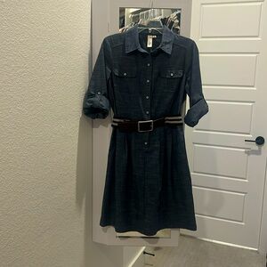 Belted chambray dress